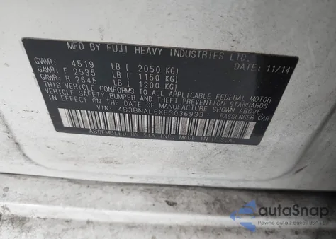 2015 Subaru Legacy 2.5I Limited from USA, damaged, VIN 4S3BNAL6XF3036933